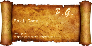 Paki Gara névjegykártya